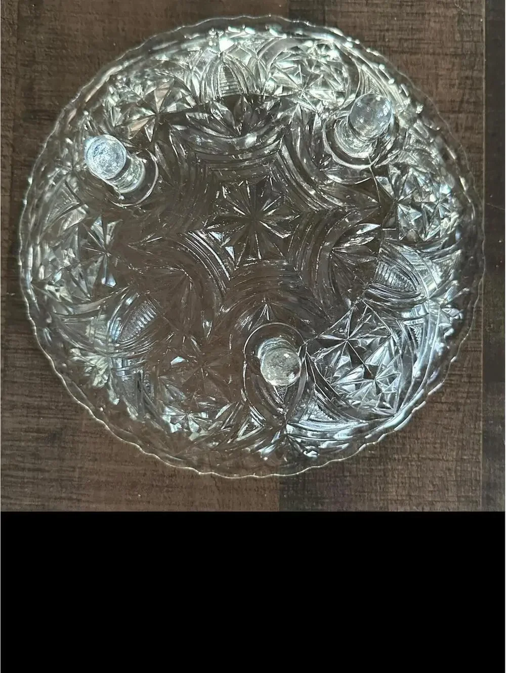 Vintage Pressed Glass Candy Dish with Lid and Feet
